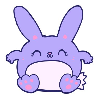 parlak neon renkli çizgi film tavşanı