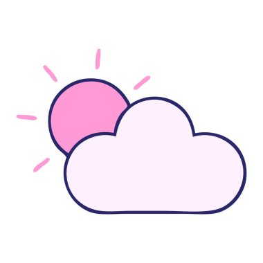 Parlak neon renkli bulutlar ve güneş ışığı çizgi filmi