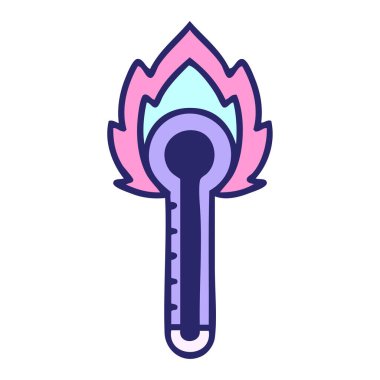 Parlak neon renkli cam termometre hoş bir çizgi film.