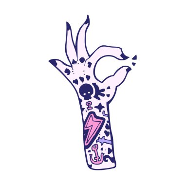 çizgi film dövme kolu parlak neon rengi