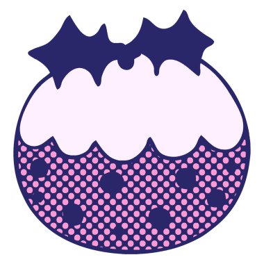 çizgi roman tarzı tuhaf çizgi film. Parlak neon renkli Noel pudingi.