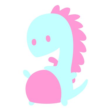 Parlak neon renkli mutlu dinozor.