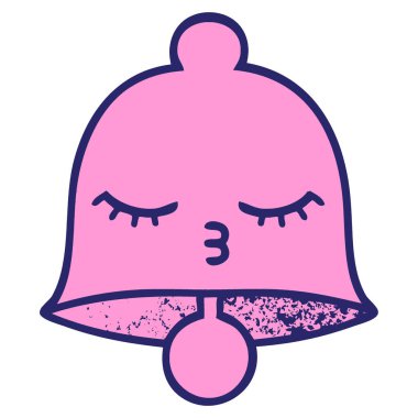 Parlak neon renkli bir çanın retro grunge desen karikatürü