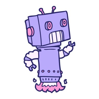 parlak neon renkli çizgi film robotu