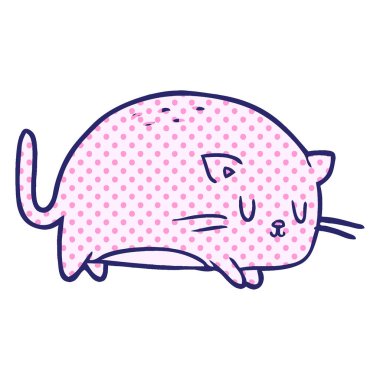 Parlak neon renkli şirin çizgi film kedisi.