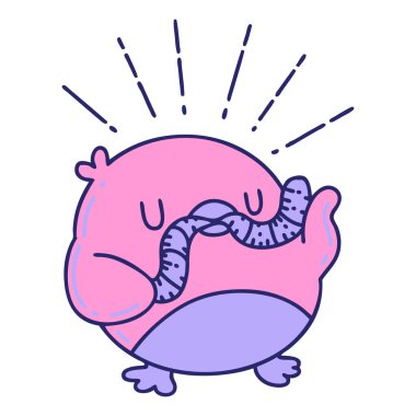 Parlak neon renkli solucanlı geleneksel dövme Robin 'in çizimi