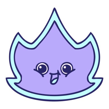 Parlak neon renkli şirin bir ateş karikatürü.