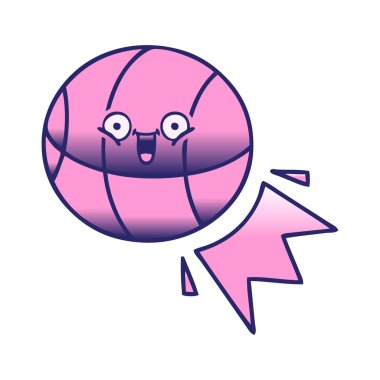 parlak neon renkli bir basketbol topunun gradyan karikatürü