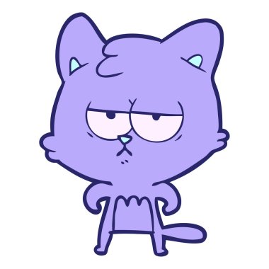 Parlak neon renkli sıkılmış çizgi film kedisi