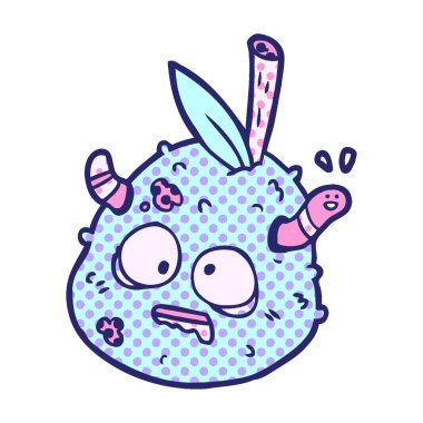 parlak neon renkli solucanla çürüyen eski armut.