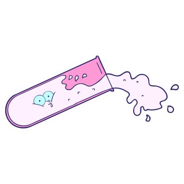 çizgi film test tüpü parlak neon renkli dökülüyor.