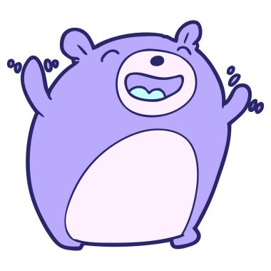 çizgi film ayısı parlak neon renkli gülüyor.