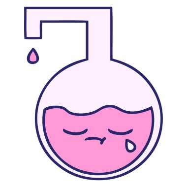 Parlak neon renkli bir bilim deneyinin sevimli karikatürü