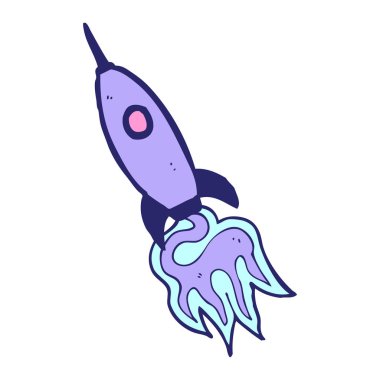 parlak neon renkli çizgi film uzay gemisi