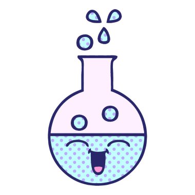 çizgi roman tarzı parlak neon renkli bir test tüpü.