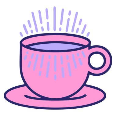 Parlak neon renkli kahve fincanının ikonik dövme şekli