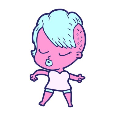 parlak neon renkli güzel hippi kız çizgi filmi