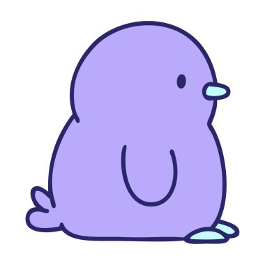 parlak neon renkli şirin bir penguen karikatürü