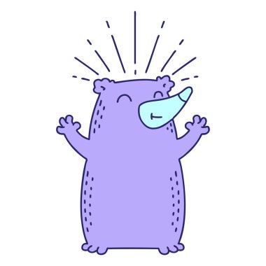 Geleneksel dövme stili parlak neon renkli mutlu ayının çizimi