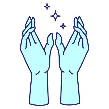 Parlak neon renkli mistik ellerin ikonik dövme görüntüsü