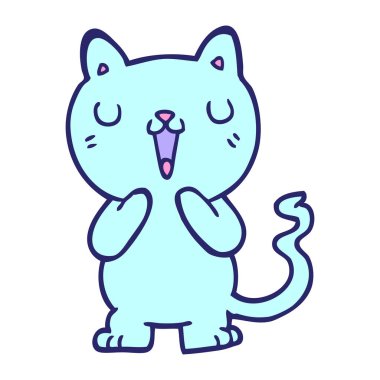 parlak neon renkli çizgi film kedisi