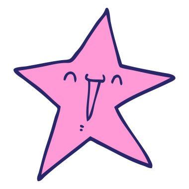 Parlak neon renkli mutlu çizgi film yıldızı