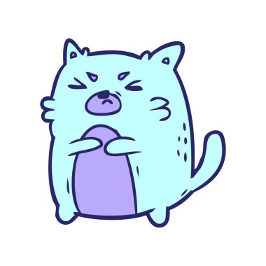 parlak neon renkli kızgın kedi çizgi filmi