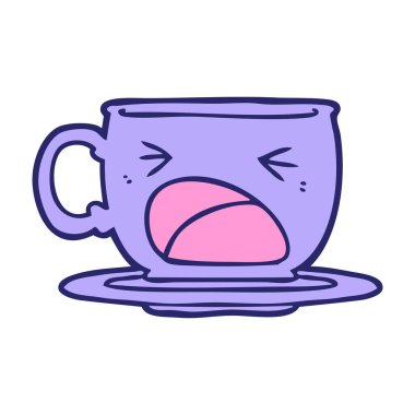 parlak neon renginde çay fincanı diye bağıran çizgi film