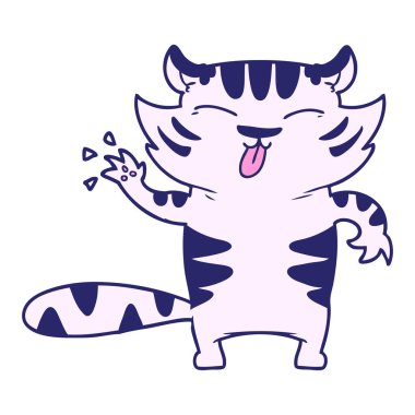 parlak neon renkli beyaz kaplan çizgi filmi