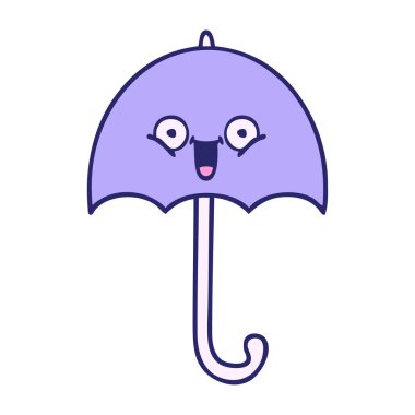 Parlak neon renkli şirin bir şemsiye karikatürü