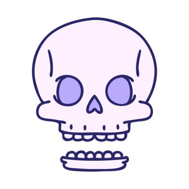 parlak neon renkli ürkütücü bir cadılar bayramı kafatası karikatürü