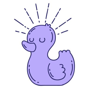 Parlak neon renkli geleneksel dövme stili plastik ördeğin çizimi