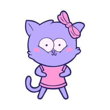 parlak neon renkli çizgi film kedisi