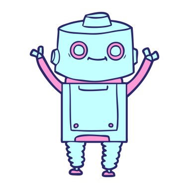 parlak neon renkli çizgi film robotu