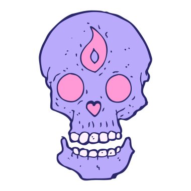 parlak neon renkli mistik kafatası