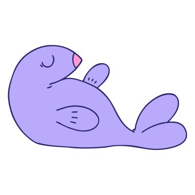 El çizimi çizgi film mührü. Parlak neon rengi.