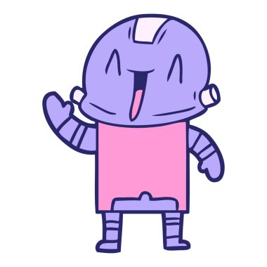 parlak neon renkli çizgi film robotu