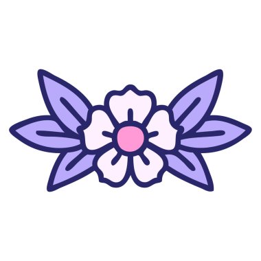 Parlak neon renkli bir çiçeğin ikonik dövme görüntüsü