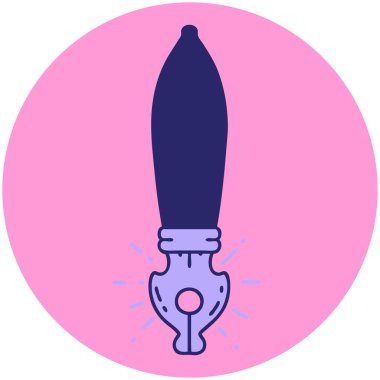 Parlak neon renkli dövme stili dolma kalemin simgesi