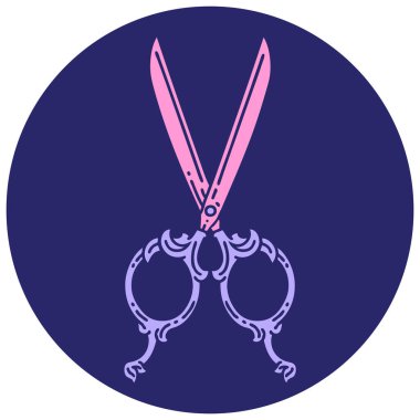 Berber makasının parlak neon renkli ikonik dövme görüntüsü