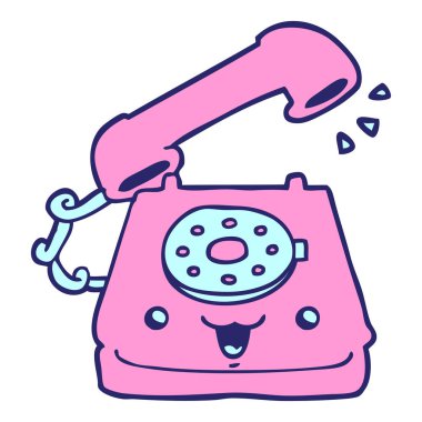 Parlak neon renkli şirin çizgi film telefonu