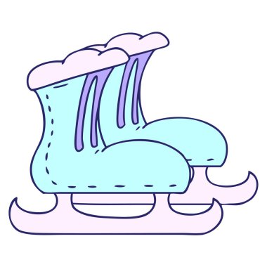 El çizimi çizgi film karalaması parlak neon renkli buz pateni botları