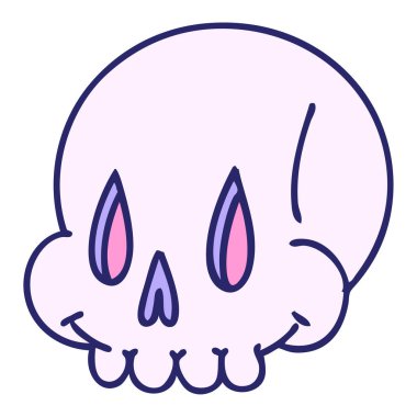 parlak neon renkli ürkütücü bir kafatası karikatürü