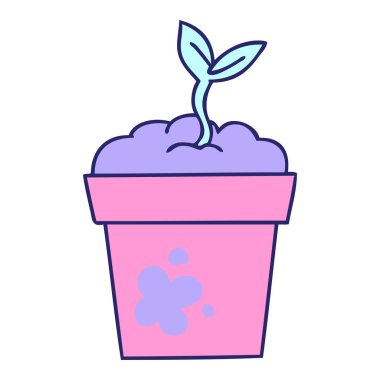 Parlak neon renkli el çizimi çizgi film fidanı