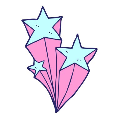 parlak neon renginde kayan çizgi film yıldızları