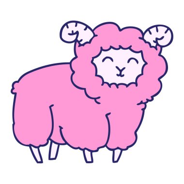 Parlak neon renkli el çizimi çizgi film koçu