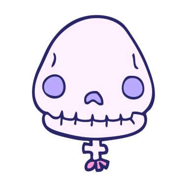 karikatür karalama cadılar bayramı kafatası parlak neon rengi