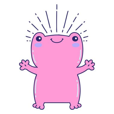 Geleneksel dövme stili parlak neon renkli mutlu kurbağa çizimi