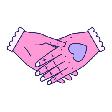 Parlak neon renkli bir çift elin ikonik dövme görüntüsü