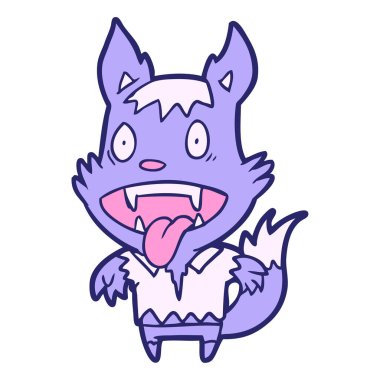 parlak neon renkli cadılar bayramı kurtadamı çizgi filmi